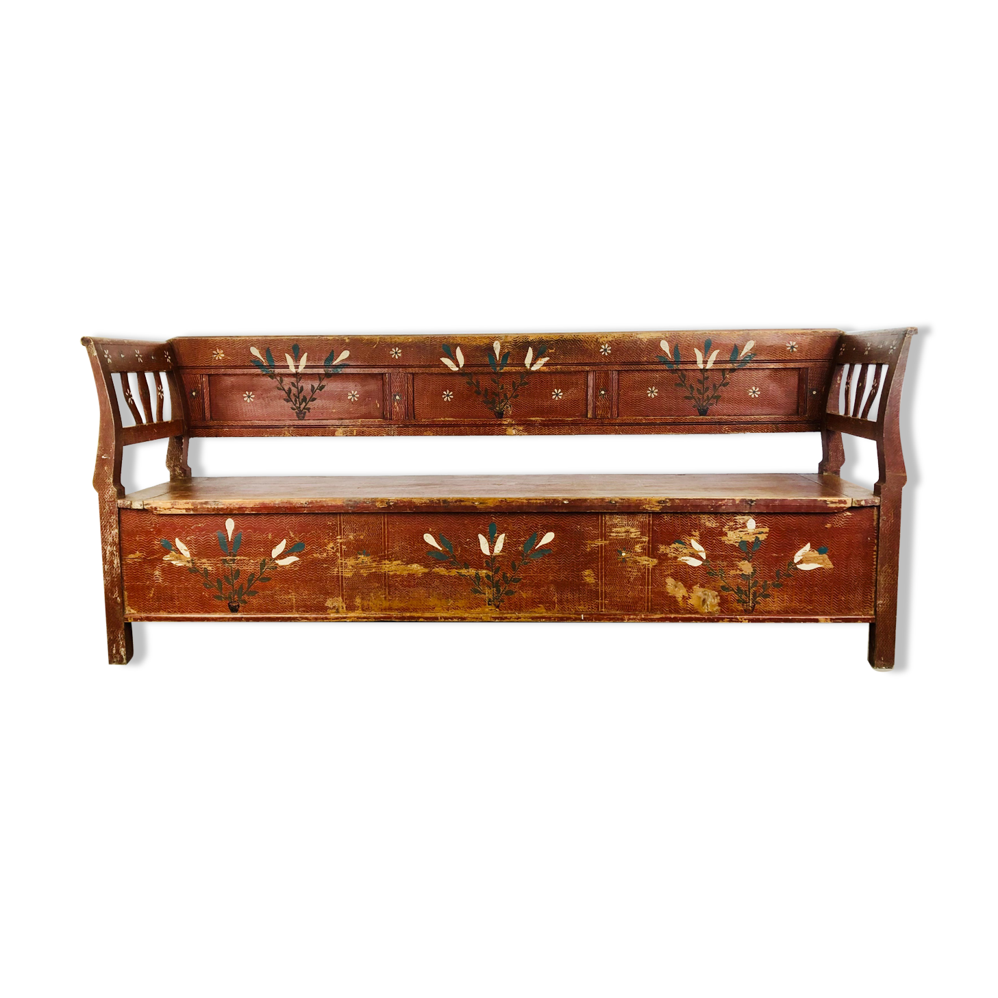 Antique painted wooden valve bench