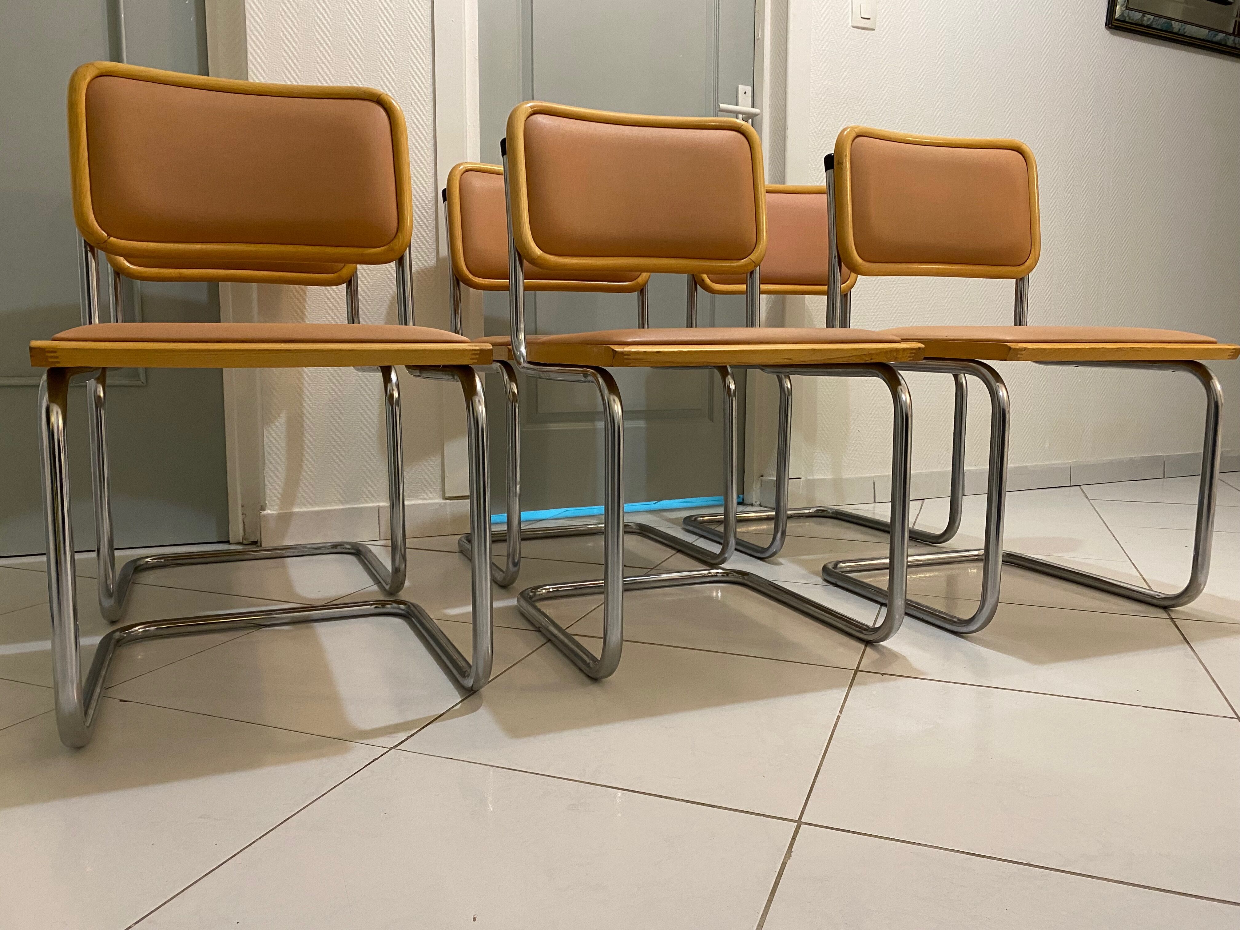 set of 6 chairs by Marcel Breuer Cesca B32 skaï 1960