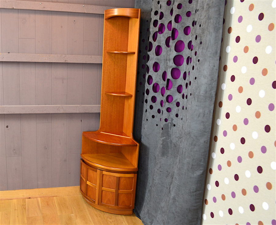 Scandinavian corner shelf in 1960 teak