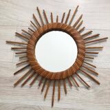 Vintage rattan sun mirror