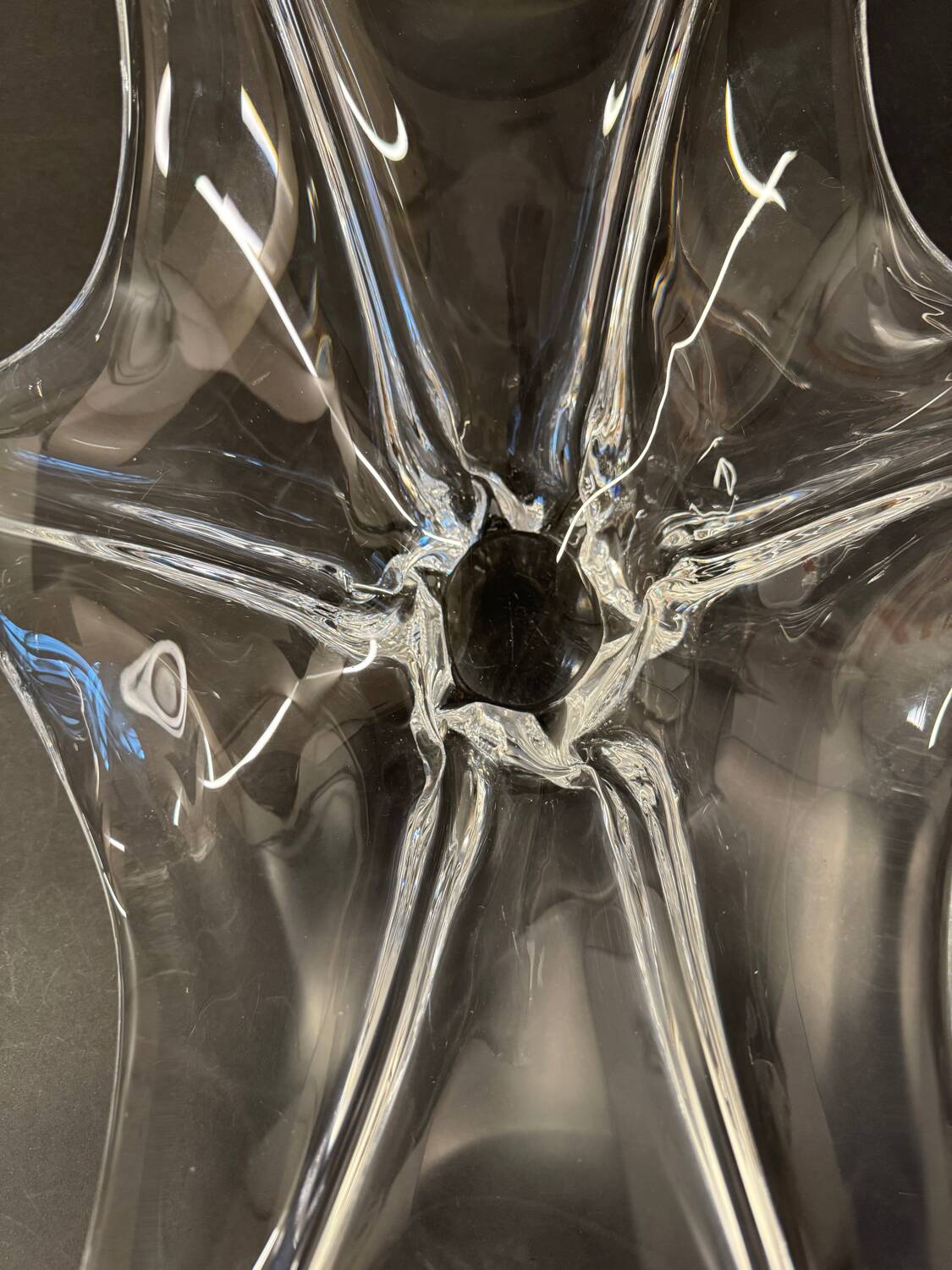 Large vintage sculptural crystal platter from the 1950s/60s