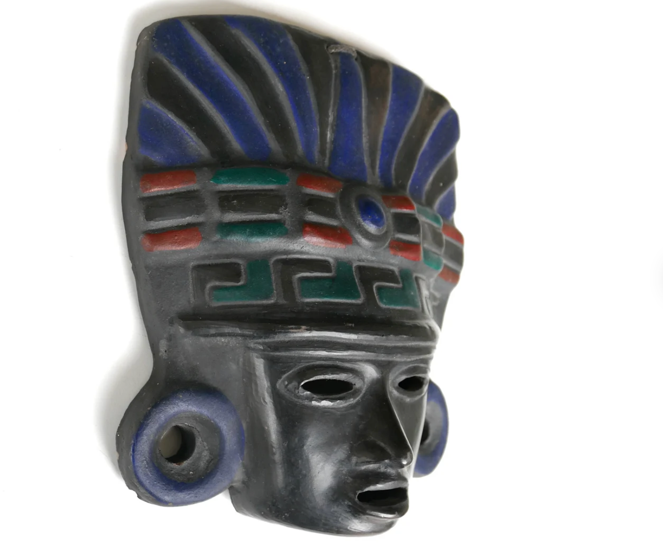 Black Mayan mask in terracotta, 70s