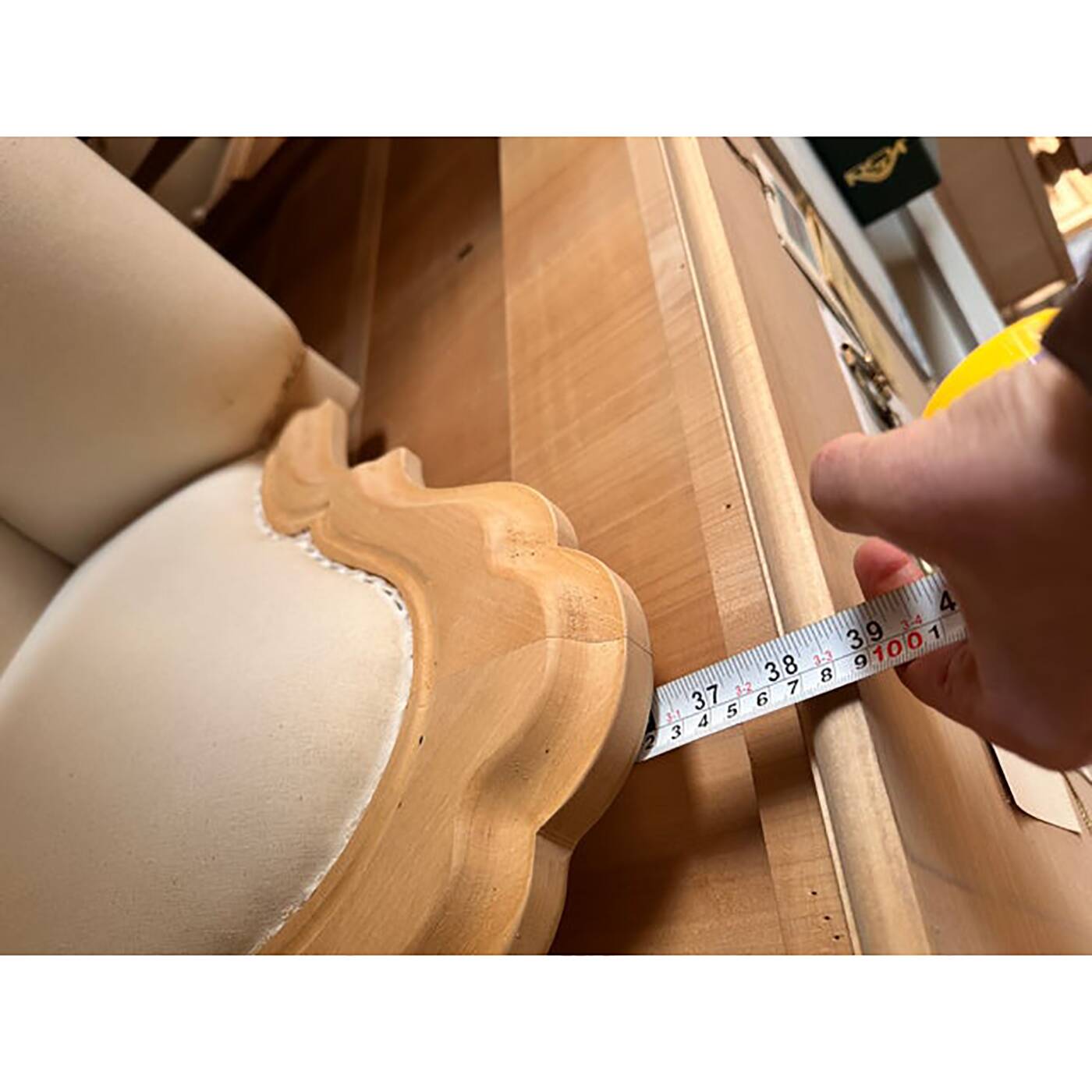 Italian Artisanal Little White Sofa in Natural Wood