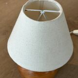 vintage wooden ball lamp small model with fabric shade 80's design