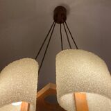 Celluloid Scandinavian teak pendant chandelier from the 60s