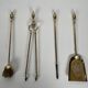 Neoclassical Polished Brass Fire Set with Ring Tools