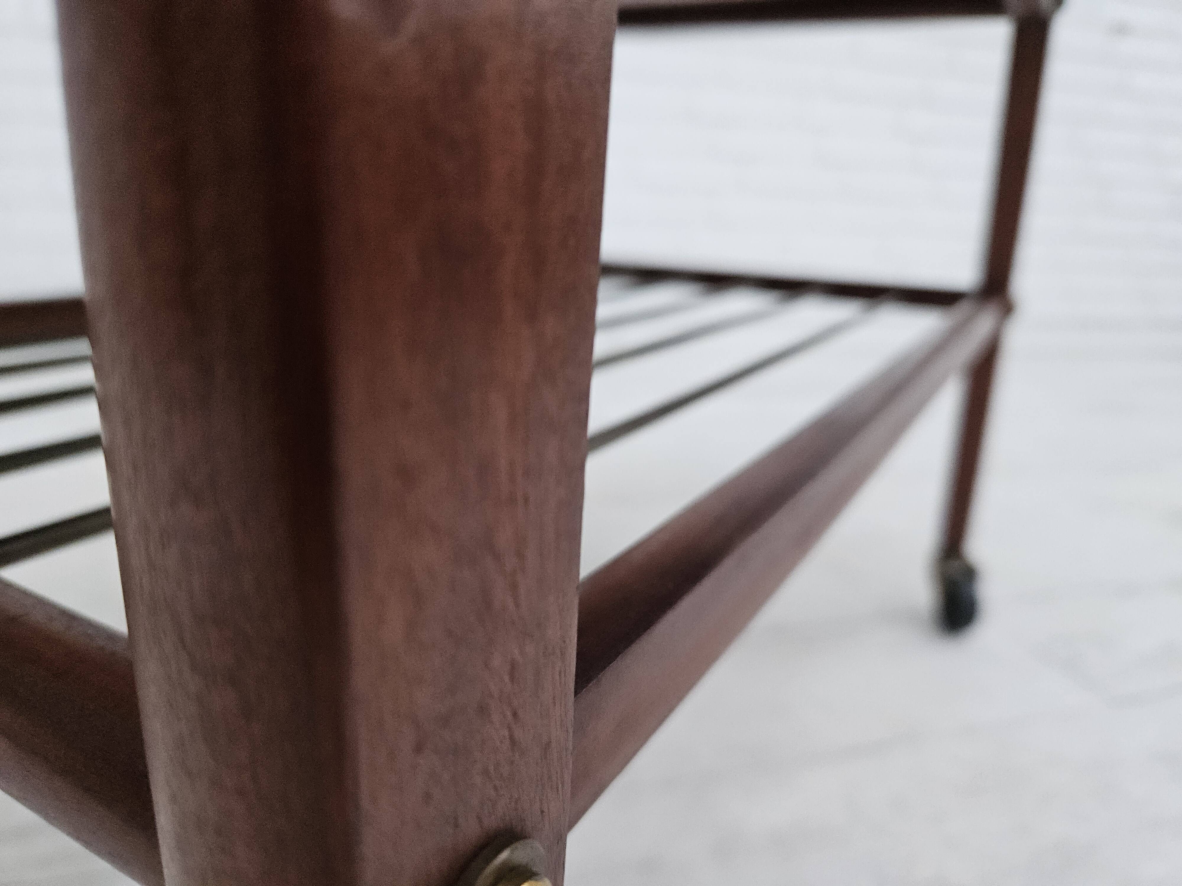 1970s, Danish coffee table, wheels, teak wood.