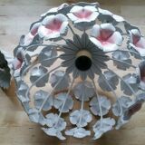 Vintage flowers painted sheet metal hanging lamp