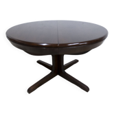 Table ronde en acajou des années 60 style Baumann avec 2 rallonges intégrées NF212