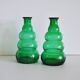 Edvin Ollers Green Glass Vases, Limmareds Glasbruk, Sweden, 1940s