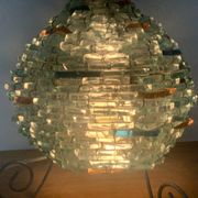 Vintage Tao Lamp Frosted Glass Transparent Blue and Orange 1960-70.