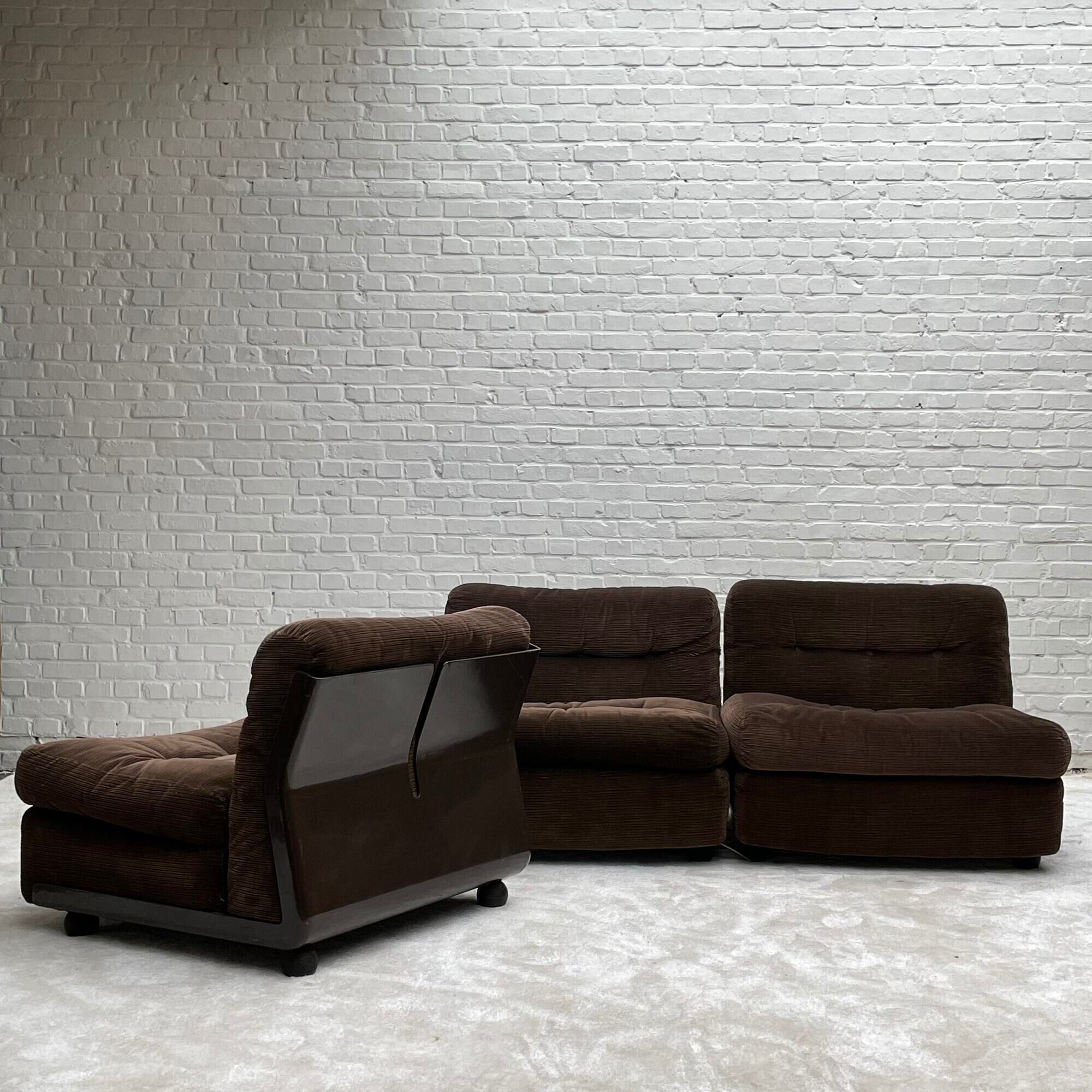 3 amantas in brown corduroy by Mario Belinni for B&B Italia