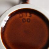 2 brown glazed ceramic teapots