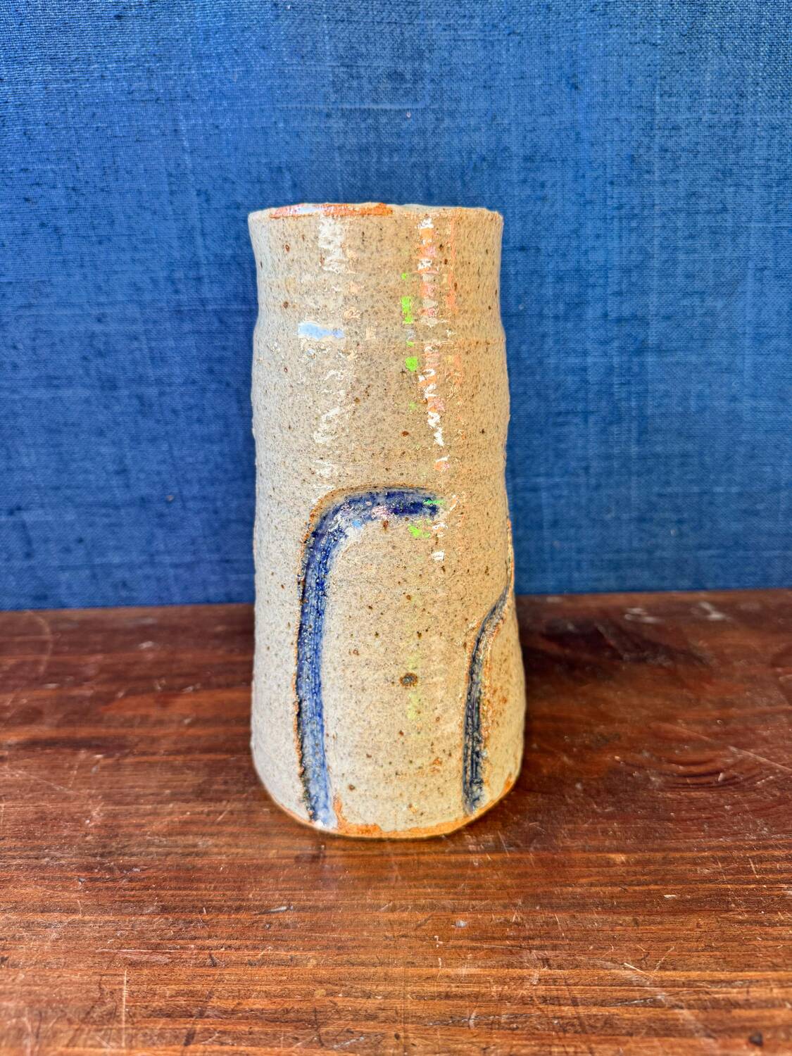 Beautiful stoneware vase glazed by the ceramist Jean Tessier. Late 20th century