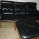 Eric Merthen leather sofa with matching ottoman, Sweden 1960s