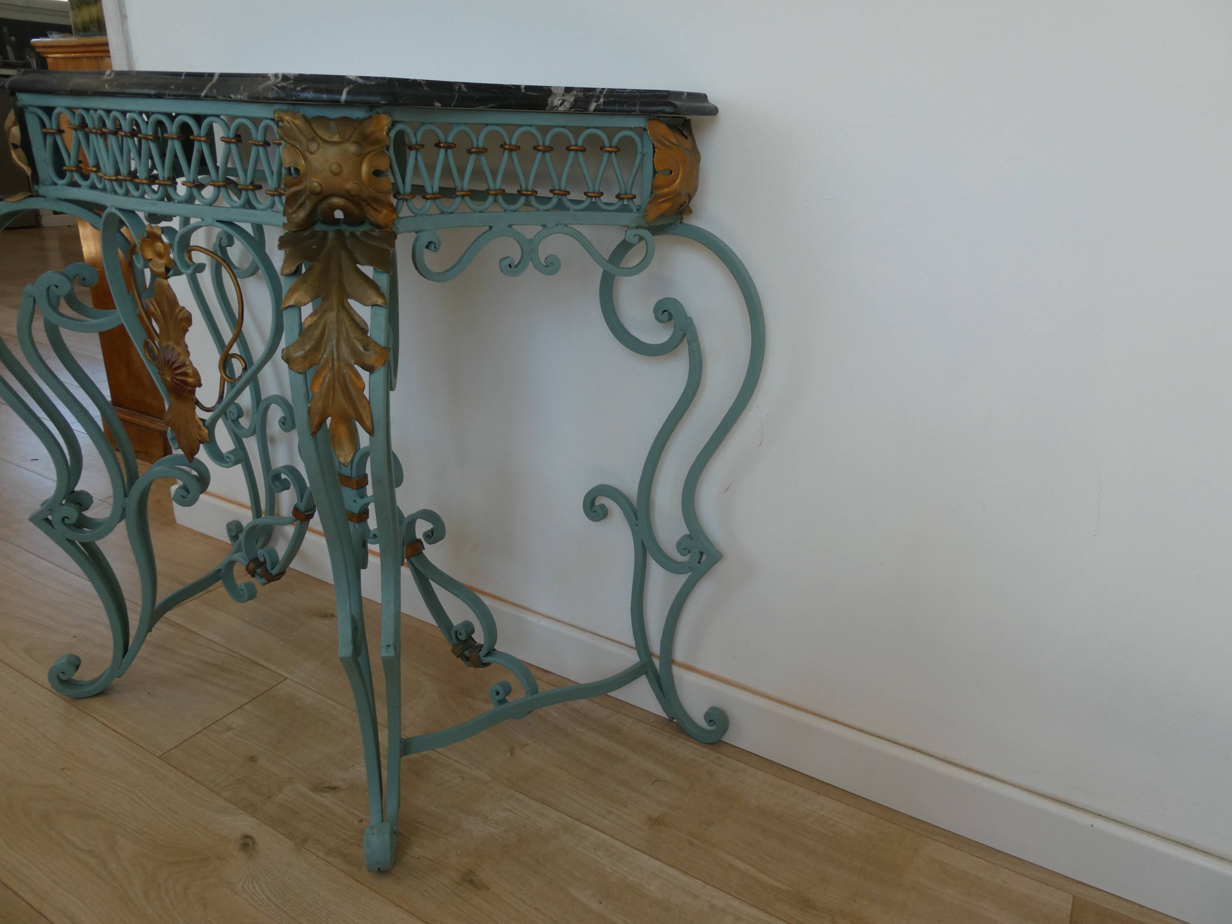 Magnificent Louis XV style iron and marble console
