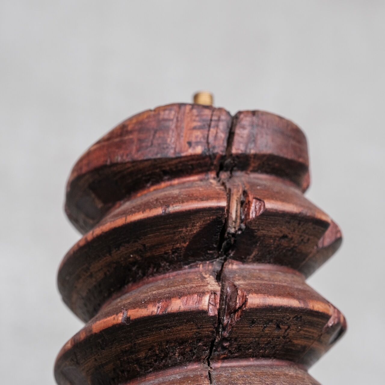 Antique art deco french turned oak floor lamp