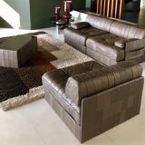 De Sede 3 seater sofa DS 88 in chocolate patchwork leather, Switzerland 70s