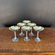 Silver-plated metal wine glasses on stems from the 1970s.