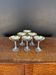 Silver-plated metal wine glasses on stems from the 1970s.