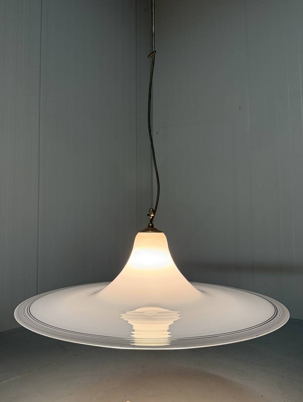 Large white glass hanging lamp by Vistosi, Italy