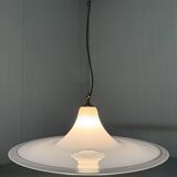 Large white glass hanging lamp by Vistosi, Italy