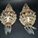 Pair of vintage lamps: wall lights with gold trim and cut crystal.