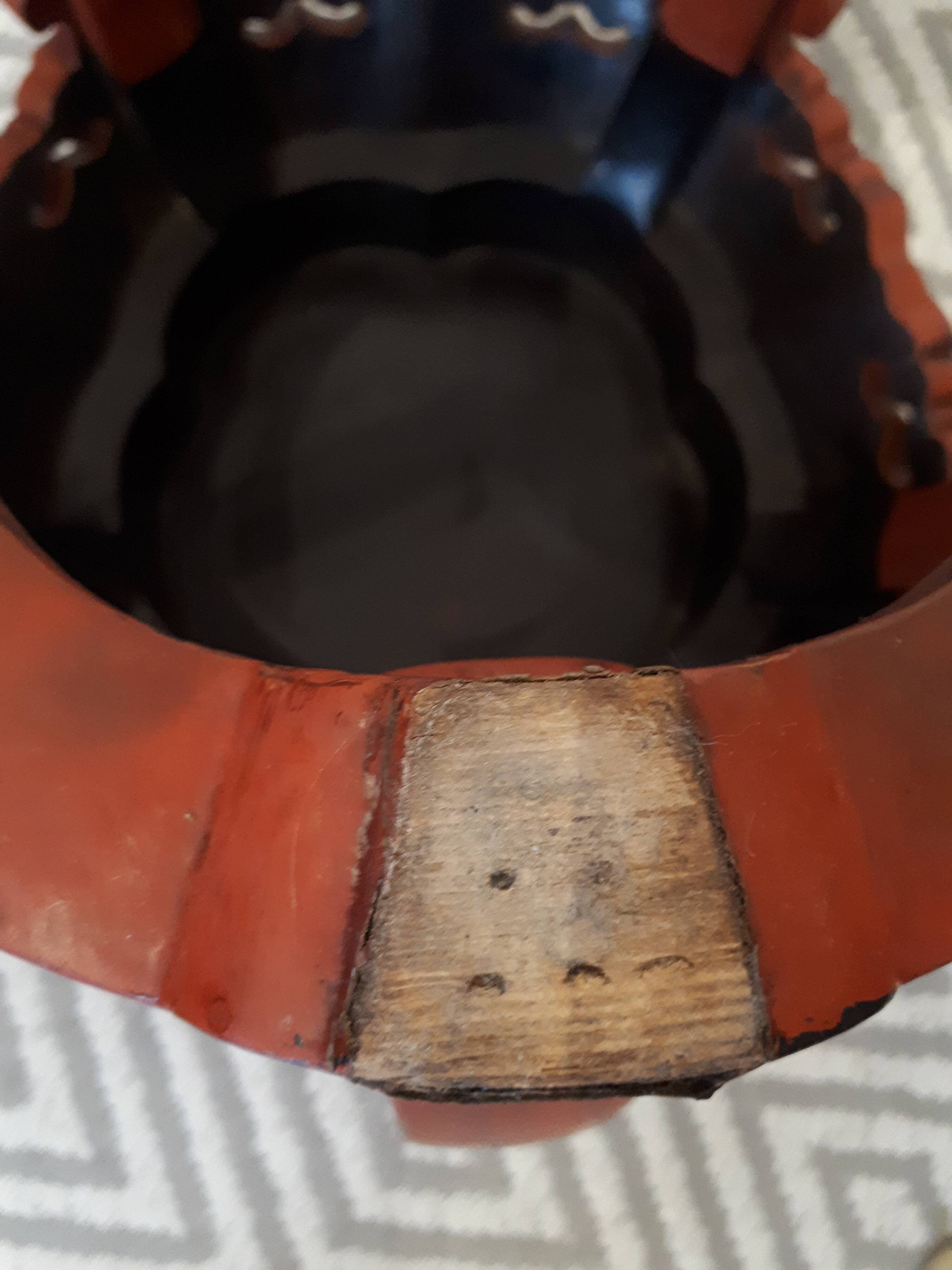 Stool Chinese pedestal table old red lacquer