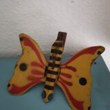 Jouet ancien papillon mécanique en tôle