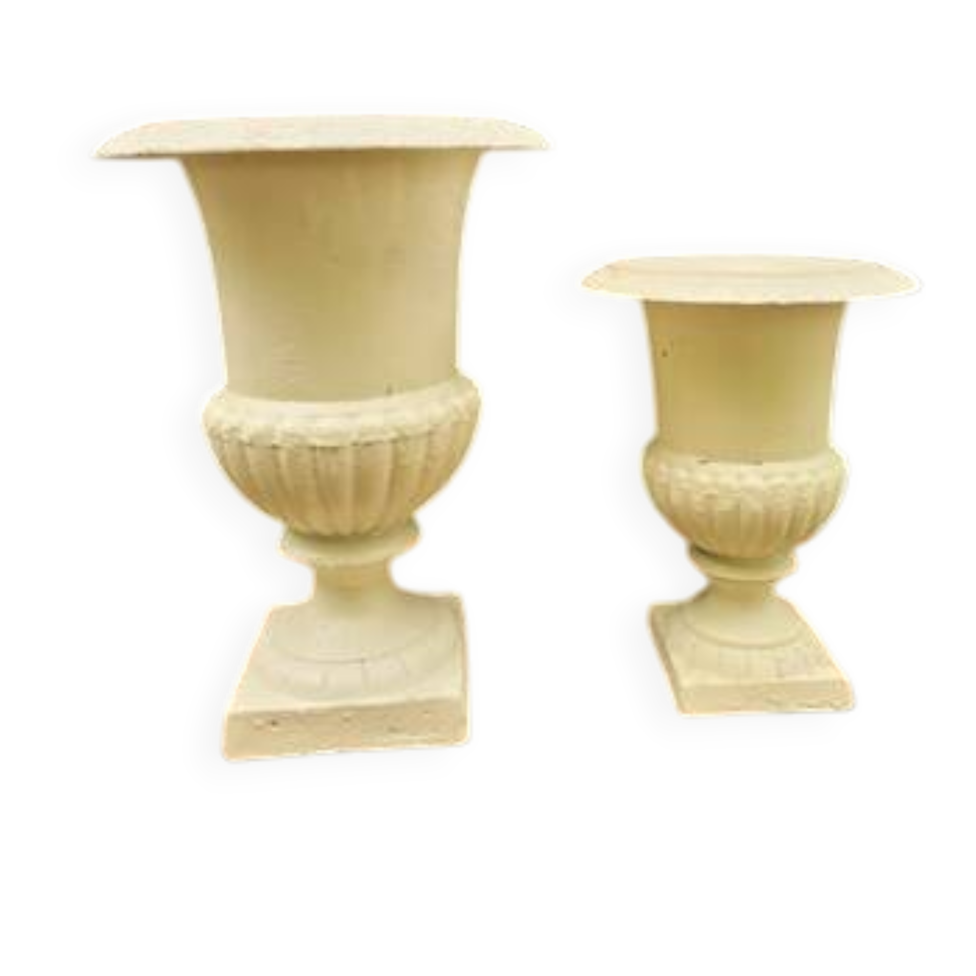 Cast iron garden vase cream white large