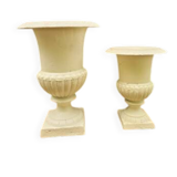 Cast iron garden vase cream white large