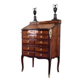 Louis XV Notary Secretary Cabinet in Veneer, Stamped by Nicolas Pet