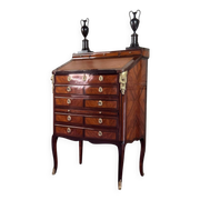 Louis XV Notary Secretary Cabinet in Veneer, Stamped by Nicolas Pet