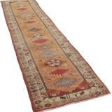 Handmade one-of-a-kind oriental beige runner rug 87 cm x 360 cm