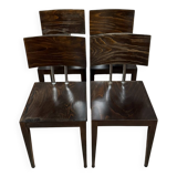 Série de quatre chaises Design 1970' en bois veiné teinté