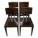 Set of four 1970's Design chairs in stained grained wood