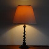 Vintage Oak Wood Barley Twist Table Lamp