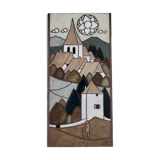 Sandstone tile (ceramic) Signed village view