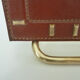 Table clock, pendulum, Bayard in leather covered brown and brass