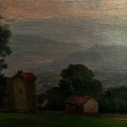 Countryside landscape, sunset signed Lavauden.