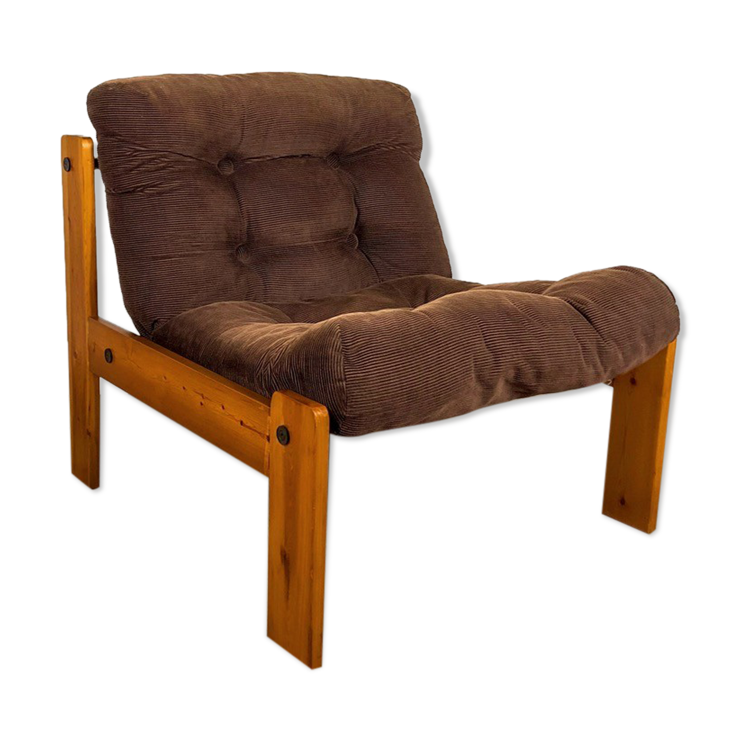 Scandinavian driver armchair in pine 70s