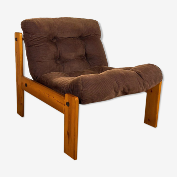Scandinavian driver armchair in pine 70s