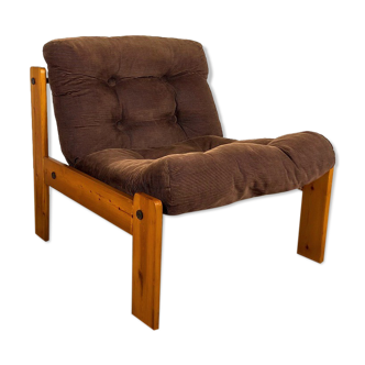 Scandinavian driver armchair in pine 70s