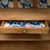 Parisian Art Deco style wardrobe in solid raw oak, 1950