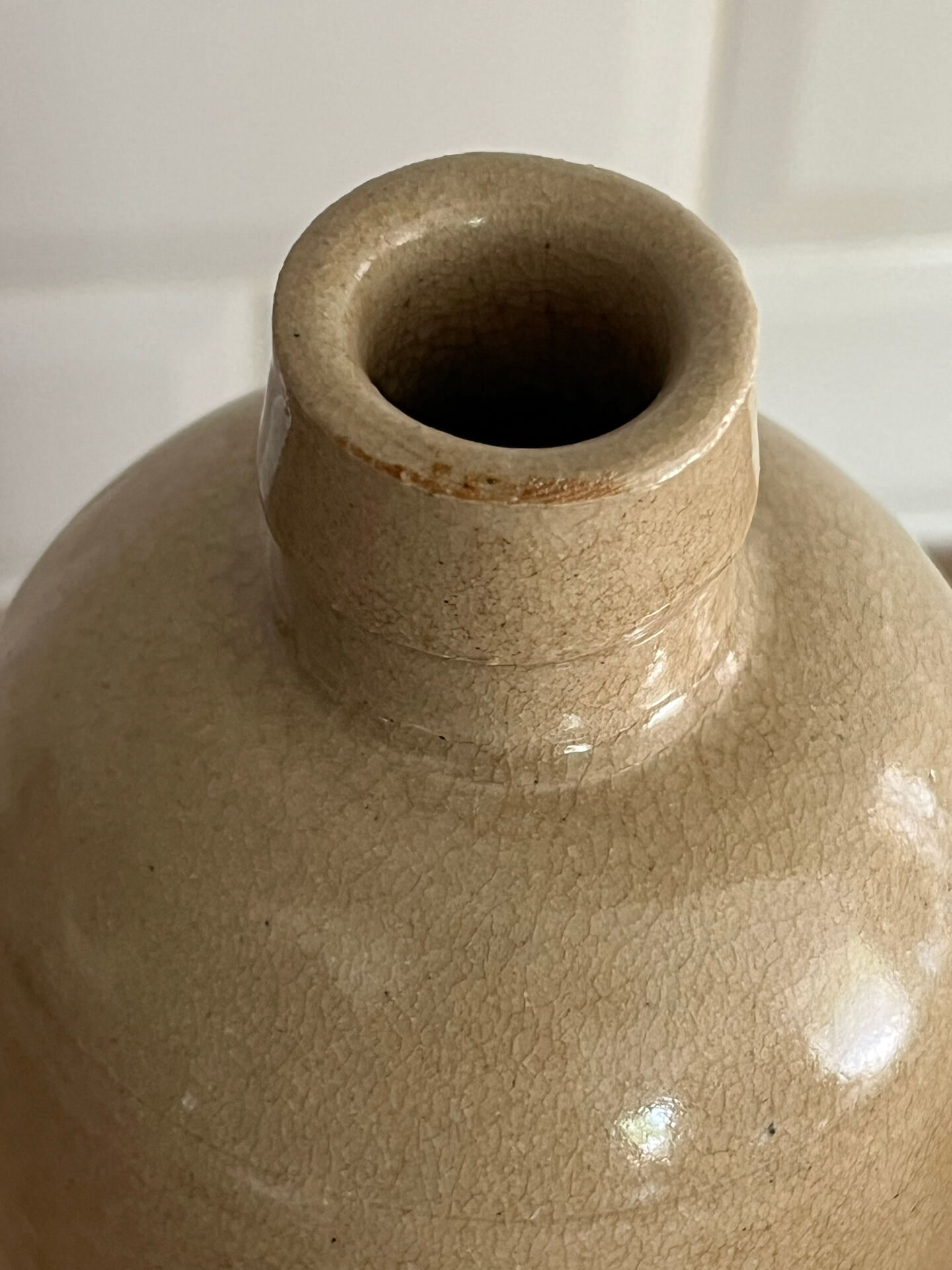 Beige stoneware bottle vase
