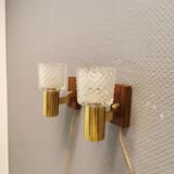 Two smaller wall lamps, made of crystal, rosewood hanging with brass colored details