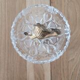 Tray / ashtray on a stand with cherub (glass and gilded metal)