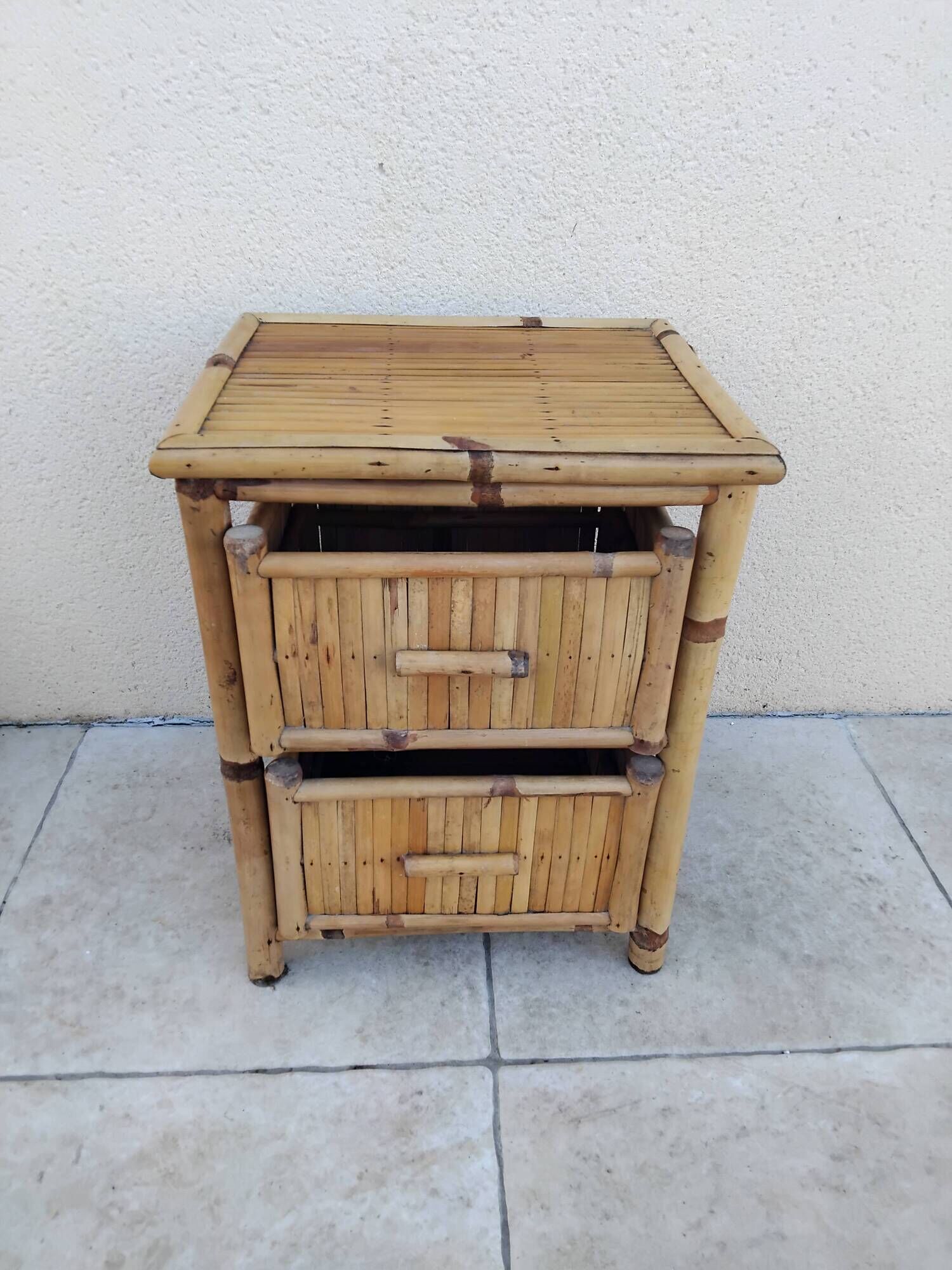 Vintage design bamboo bedside table