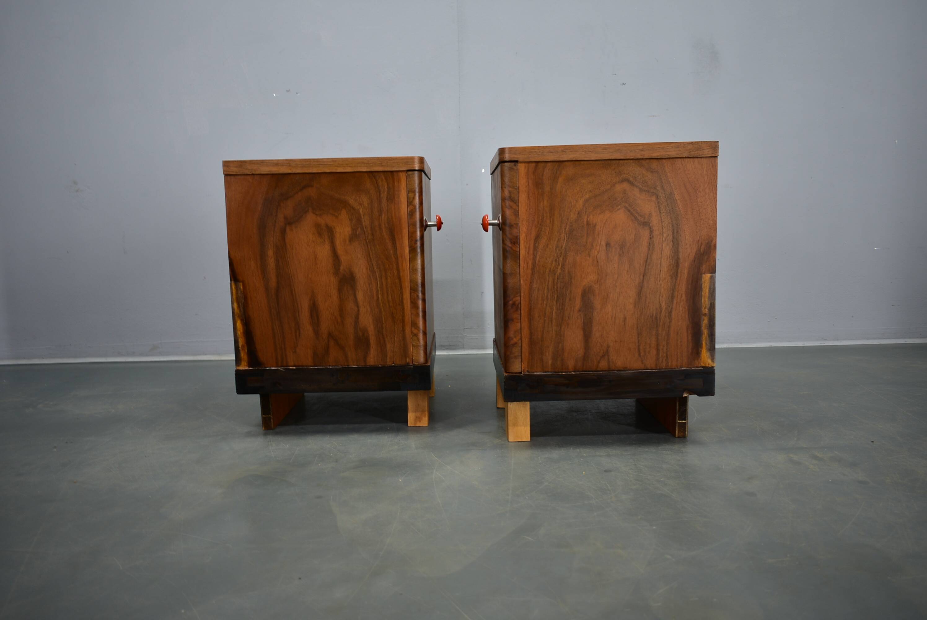 1938s pair of Art Deco bedside tables, Czechoslovakia