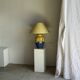 Large blue and yellow lamp with floral patterns H60